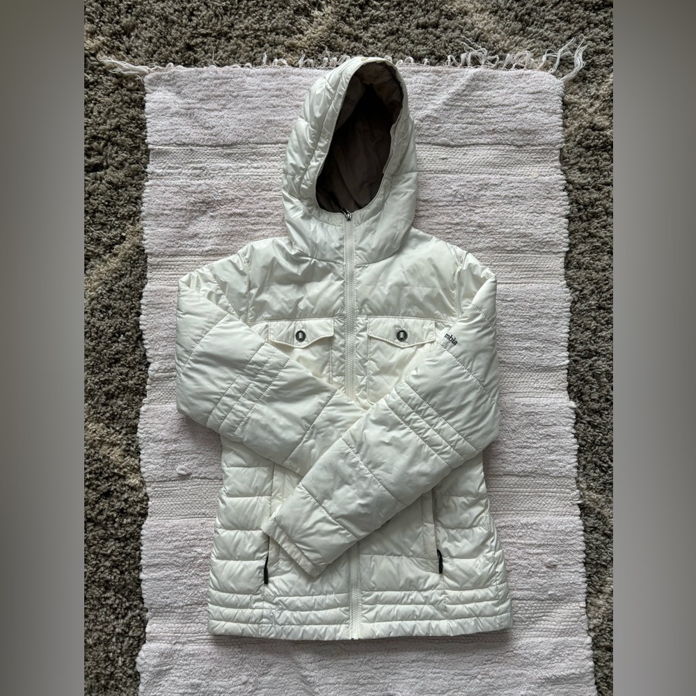 Columbia Womens Small Full Zip Up Hooded Quilted Puffer Jacket Long Sleeve White